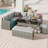  6 Pcs L-Shaped Patio Furniture Set Dining Table And Ottoman All Weather Wicker Outdoor Sectional Sofa Conversation Set