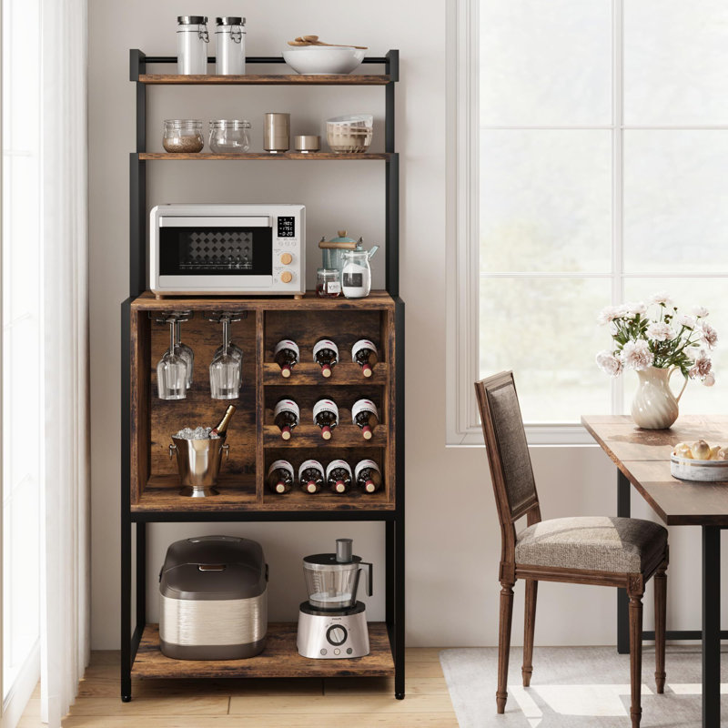 Armoire à vin, Noir / brun, Brun