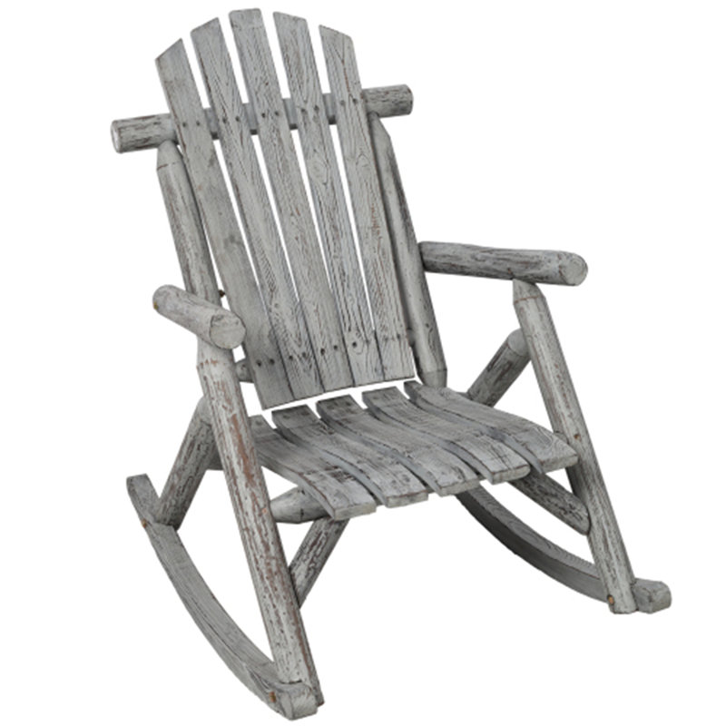 Wooden Porch Rocker Chair, Light Gray