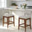 Bar Stools Set of 3,Upholstered Counter Height Bar Stools,Modern Counter Stools with Wood Legs for Kitchen Island Dining Room Bar,Brown