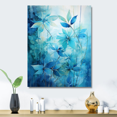 Blue And White Tropical Plants Mirage 3 - Jungle Metal Wall Art
