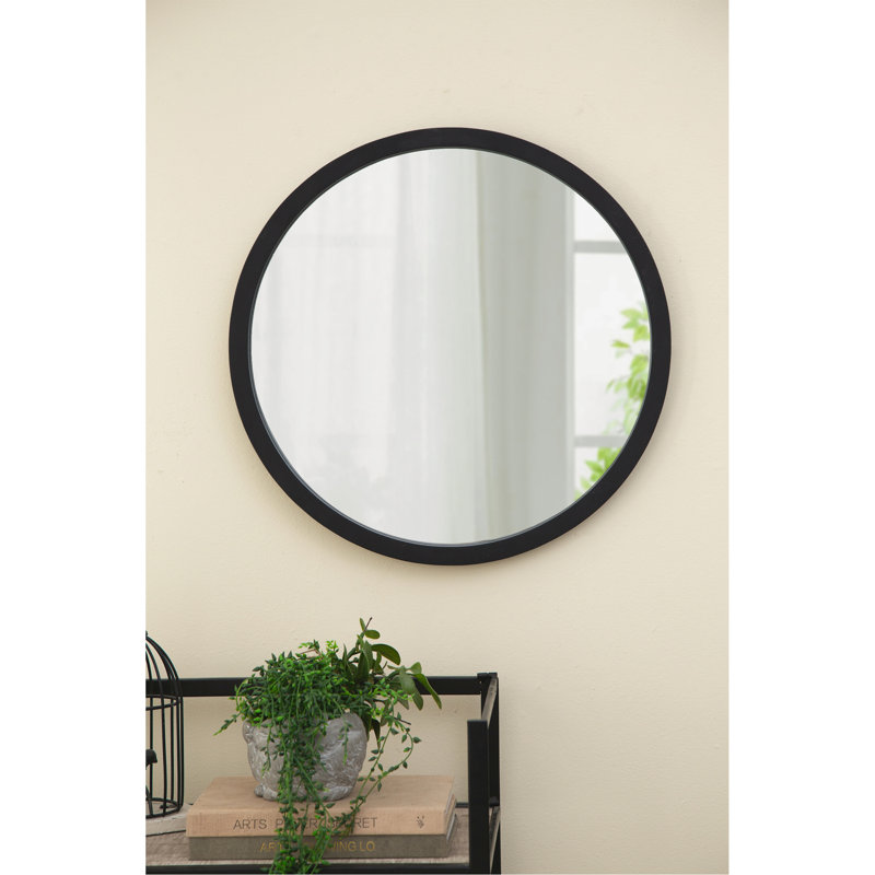 Charmant miroir mural à cadre en bois, Noir