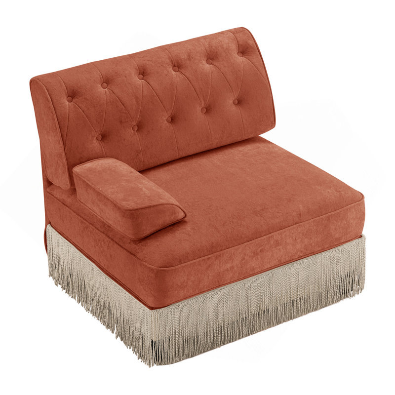 Canapé en velours LSF - brun rouge, Orienté vers la gauche, Rouge / Brun