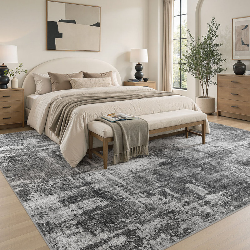 Washable Retro Abstract Rug, Stain Resistant Carpet for High Traffic Areas, Rectangle 9' x 12'