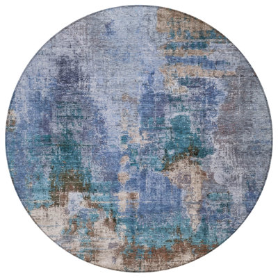 Machine Washable Indoor/Outdoor Chantille ACN2300 Abstract Rug