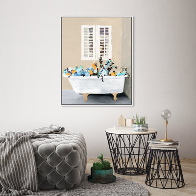 Italian " Italian Colorful Flowers In Elegant Bathtub Global Inspired White " by Oliver Gal Painting Print