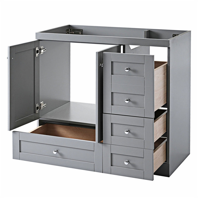 Base de meuble-lavabo moderne avec portes et tiroirs, Gris