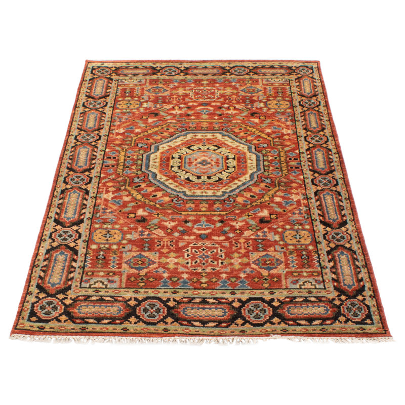 Tapis rouge en laine noué à la main 5 pi 1 po x 8 pi 1 po Jules Serapi