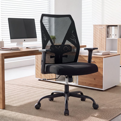  Ergonomic Office Chair, Office chair featuring High-Support Mesh Backrest, Desk Chair with 10-level height-adjustable armrests, Black