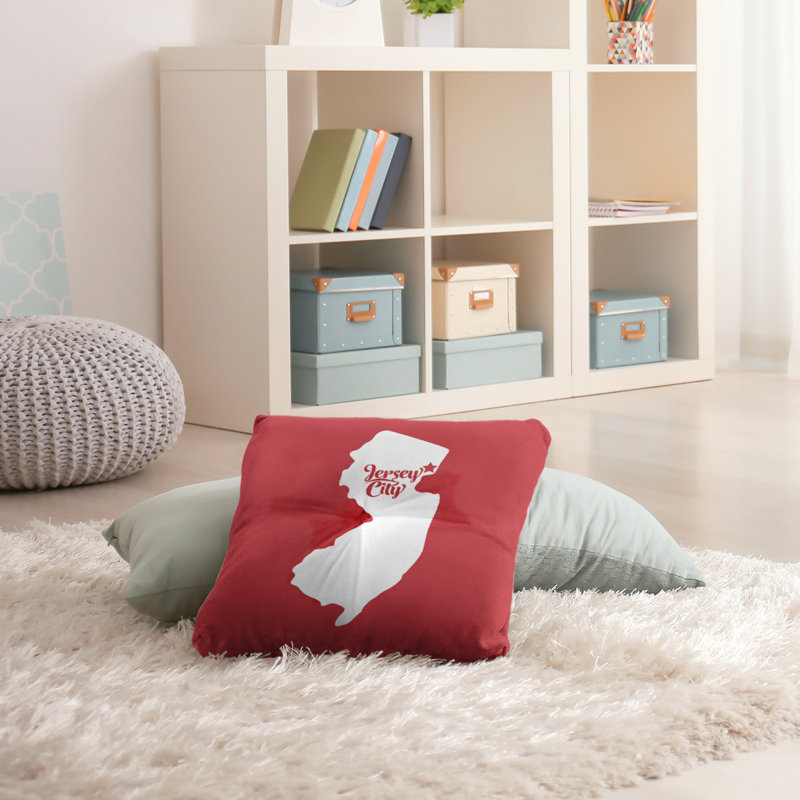 Coussin de plancher touffeté, Rouge, 30 po x 30 po, Jersey City
