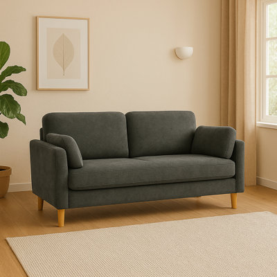 Gray 2 - Seater Modern Minimalist , Clean Lines And Comfortable Armrest Cushions, Good For Small Living Areas Work Zones, 66 In Width, 35 Height Minimalist, Gray, , Legs, Soft , Apartments, Quiet