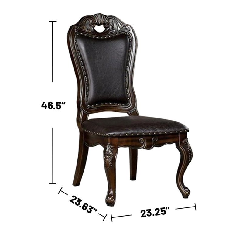 2 chaises de salle à manger en bois massif - brun foncé, traditionnelles avec de faux détails, chaises de style rétro, de 2 et garnitures classiques