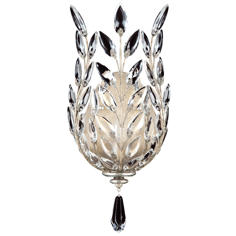 Applique en cristal Crystal Laurel, 8", Feuille d’argent antique