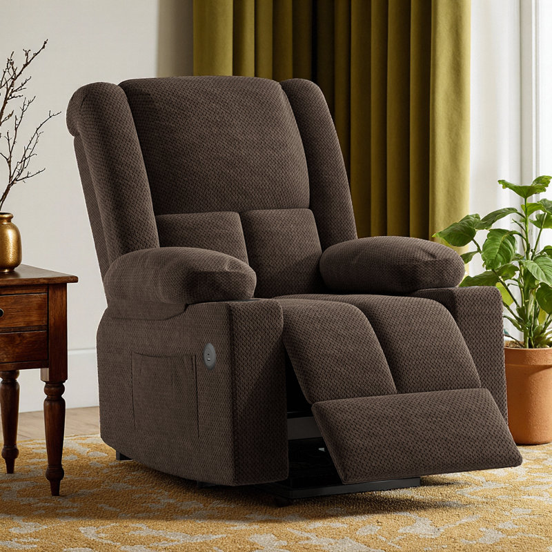 Fauteuil inclinable Power Lift de qualité supérieure avec massage thérapeutique et chaleur, charge USB et porte-gobelets - confort et aide ultimes pour une meilleure position