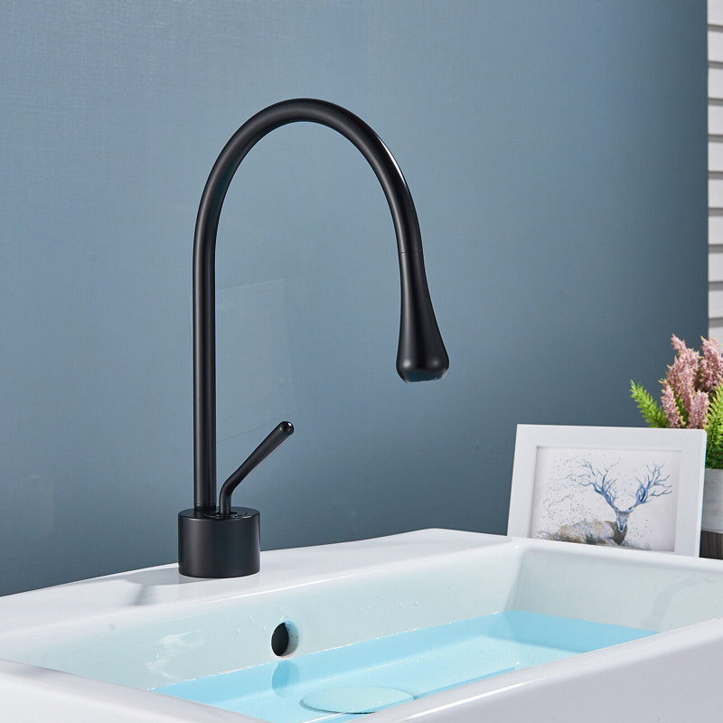 Robinet pour salle de bain à poignée simple avec drain