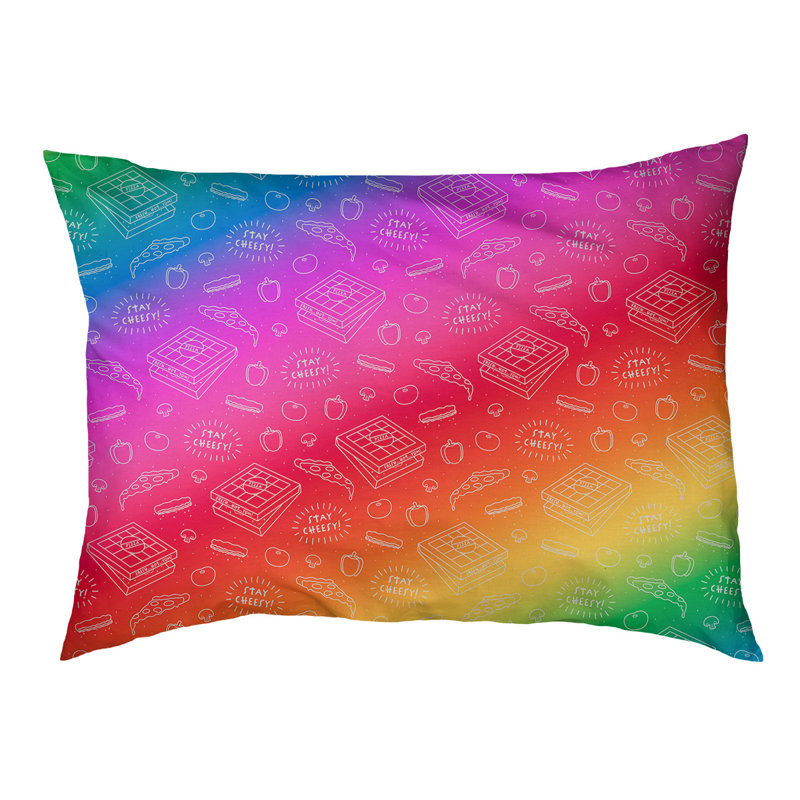 Coussin extérieur pizza Campion, Moyen (L 29,5 po x P19,5 po x H 9,5 po), Rouge / Rose / Jaune