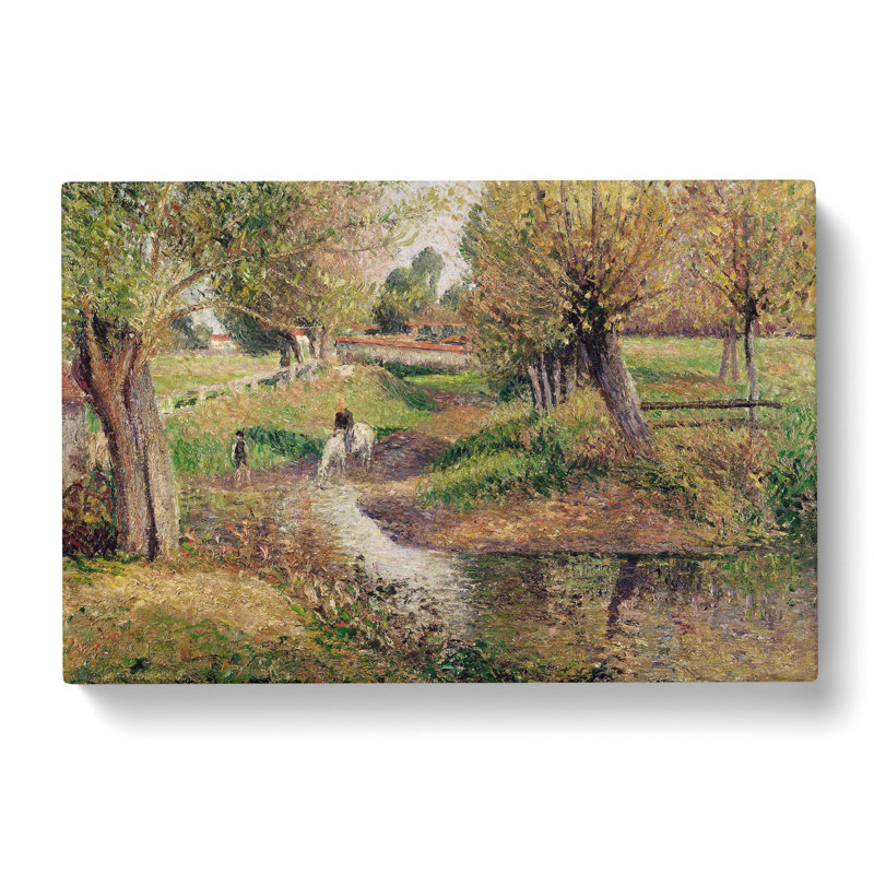 The Watering Place by Camille Pissarro - Wrapped Canvas Painting, 40cm H x 60cm W x 3cm D
