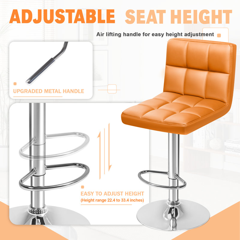 Tabouret de bar pivotant à hauteur réglable Stallcup, Orange