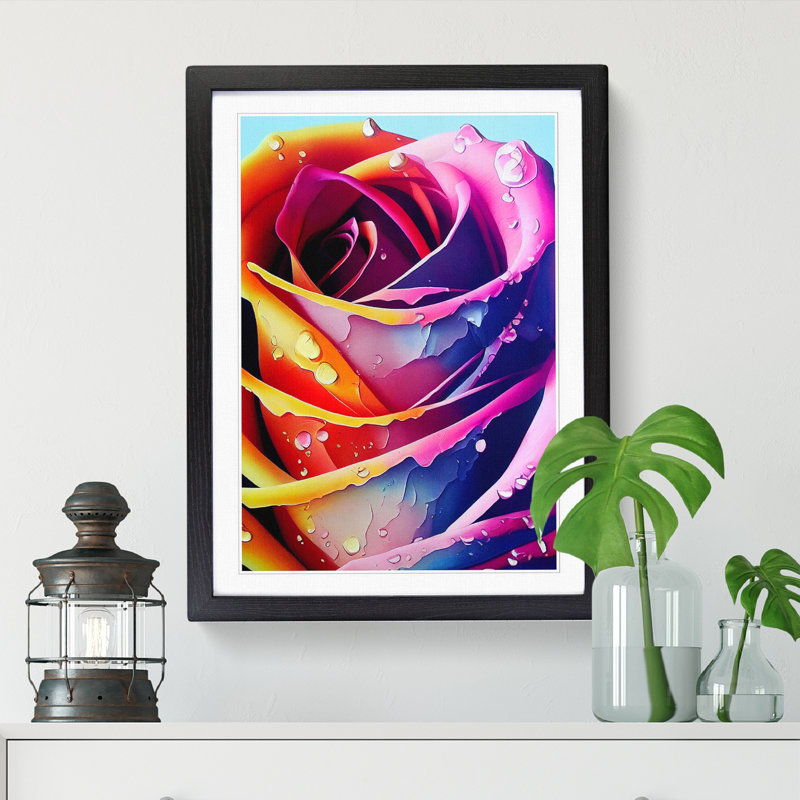 Rose Flower Vol.2 - Single Picture Frame Print, 34cm H x 25cm W x 2cm D, Walnut