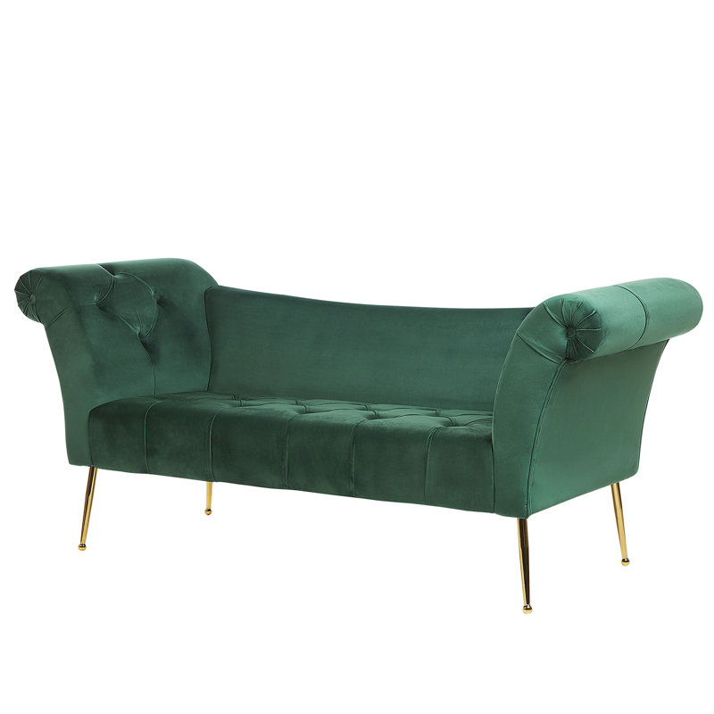 Uriel Velvet Chaise Lounge, Green