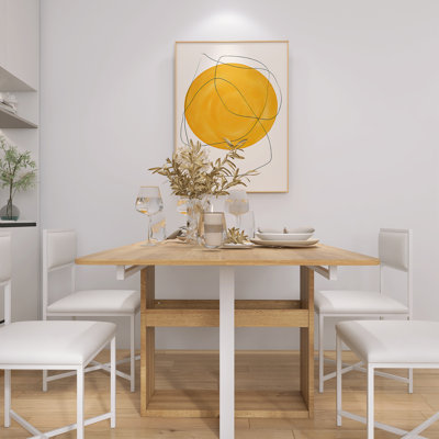 5-Piece Foldable Square Dining Set With Storage Rack And 4 PU Leather Upholstered Dining Chairs
