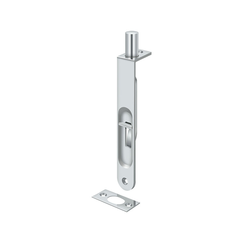 Deltana 6FBR26 6" Flush Bolt, HD Round in Polished Chrome, Polished Chrome