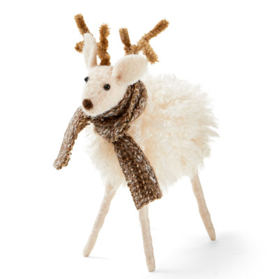 Reindeer Scarf Small White Wool Christmas