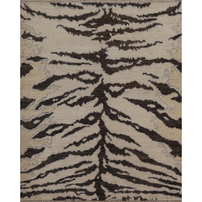 One-of-a-Kind 4'0" X 4'9" New Age Wool Area Rug in Beige