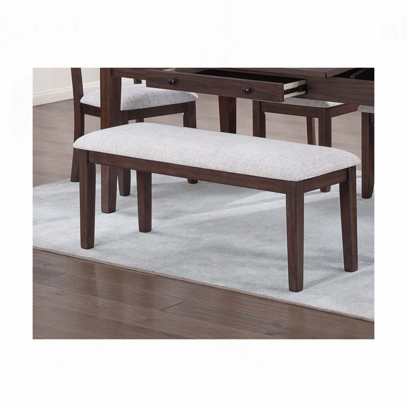 Banc rembourré, H 19 po x l 46 po x P 17 po, Noyer