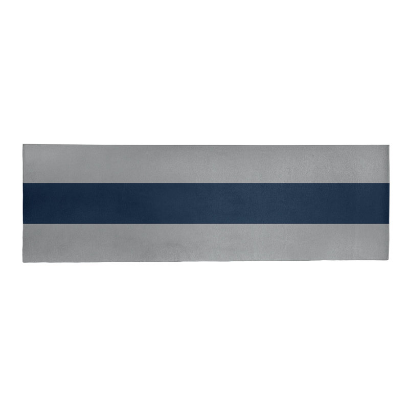 Tapis gris/bleu rayé, Tapis de couloir 2 pi 6 po x 8 pi