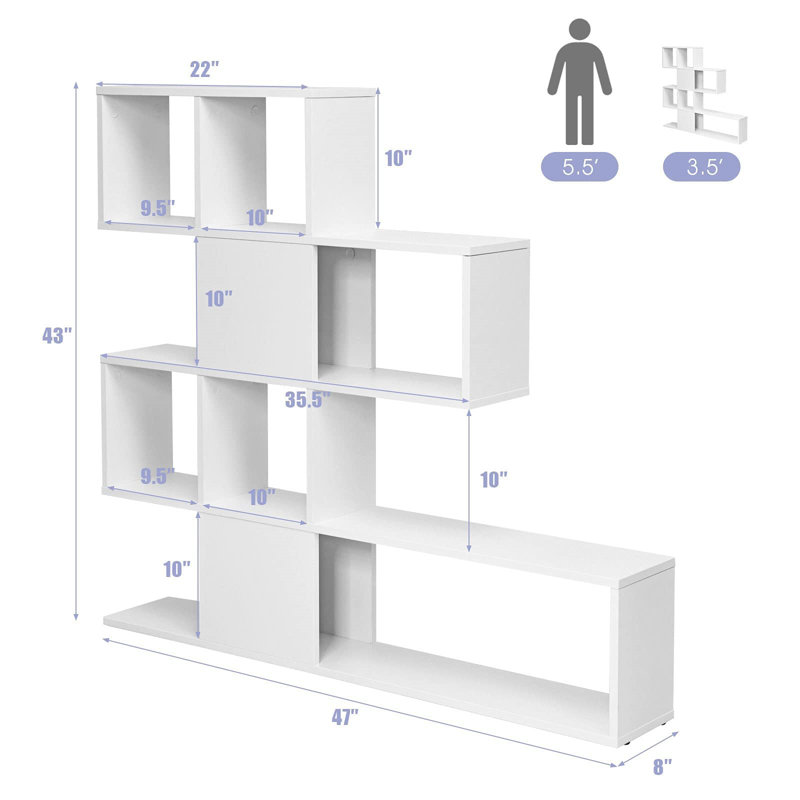 43'' H x 47'' W Ladder Bookcase, White