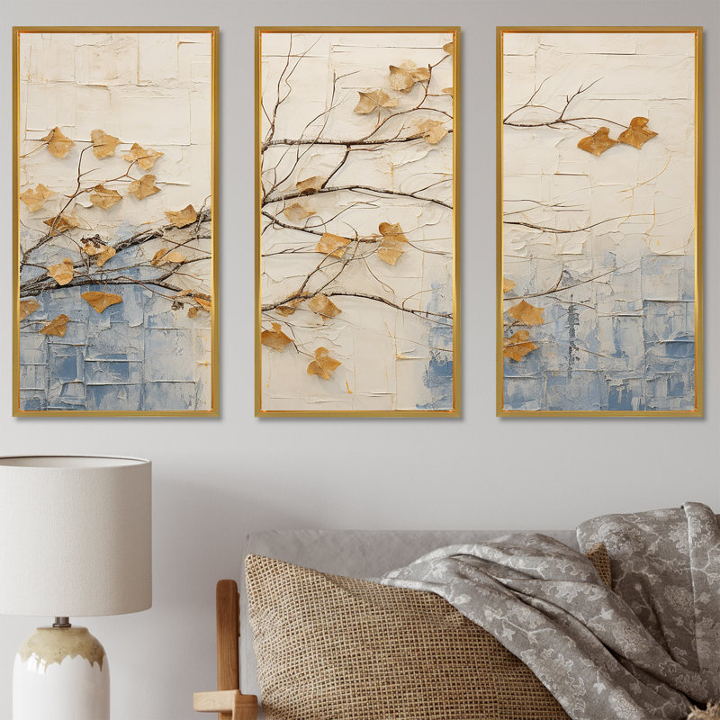 Minimalism Vineyard Dreamscape I - Vineyard Wall Decor Set, Gold Floater Framed, 28" H x 36" W x 1" D