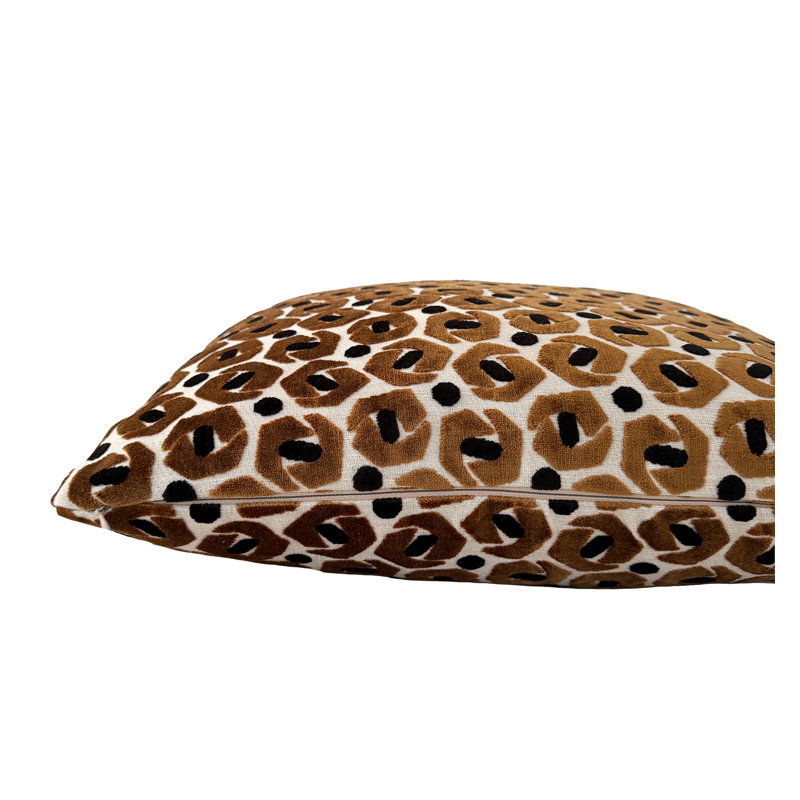 Broken Rings Velvet Throw Pillow Cover, Square 20", Brown