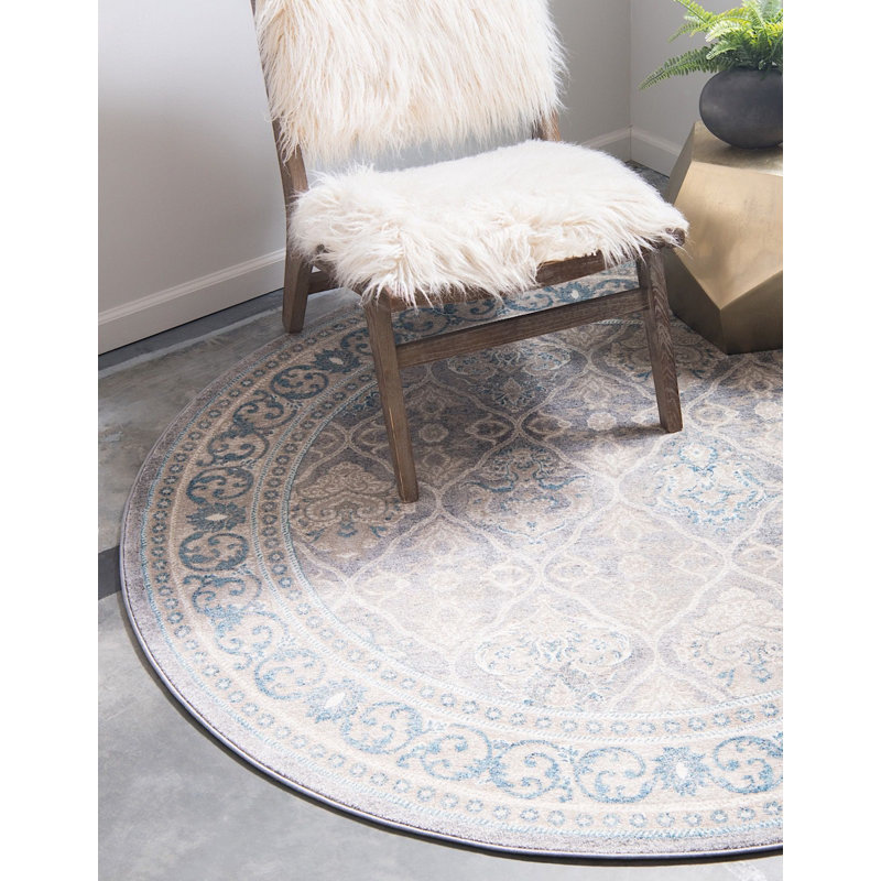 Tapis à motif oriental gris Linz, Rond 4 pi