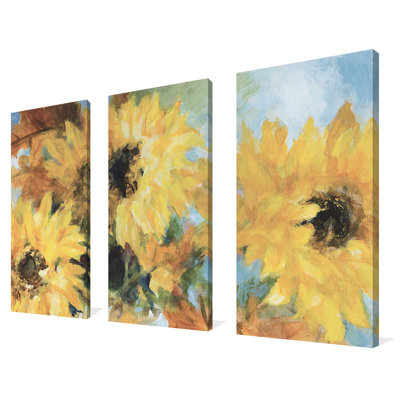 Breezy Sunflowers par Lanie Loreth, peinture sur toile tendue 3 pièces