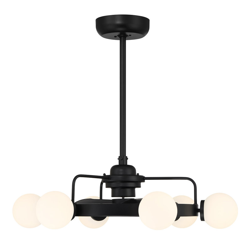 Jataveon 30" LED Fandelier in Matte Black with Remote Control, Matte Black