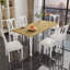 Ensemble de maison de campagne extensible 7 pièces 60 à 78 po - Feuille amovible de 18 po, plateau en placage de chêne, 6 chaises rembourrées beiges, table de 350 lb / sièges de 250 lb-470530236