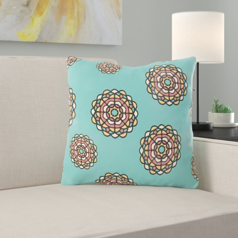 Coussin décoratif circulaire Dinkins, Bleu, Intérieur