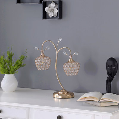 Lampe de table - 2-Cloche florale en métal Glam