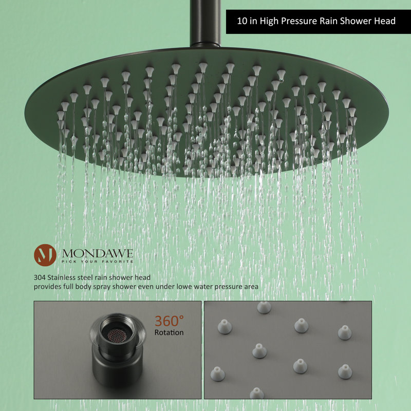 Calder Complete Shower System with Rough in-Valve, Brushed Black Chrome