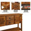 Console 48 po en bois massif avec 2 tiroirs, armoires et tablette inférieure, armoire de rangement de style rétro pour salle à manger (brun)-63074662