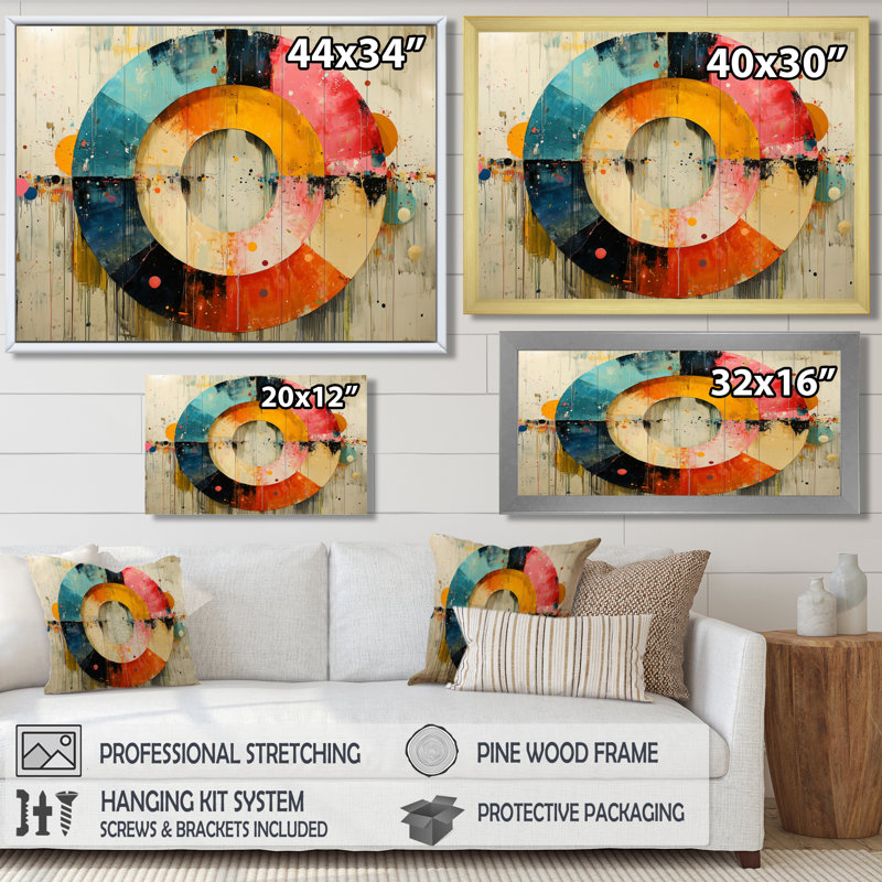 Abstrait, labyrinthe prismatique de vinyle, musique III - musique, décoration murale, H 30 po x l 40 po, Cadre flottant, Brun