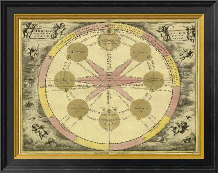 « maps of the célestes : theoria trium », reproduction d’impression encadrée, H 11 po x l 14 po x P 1 po