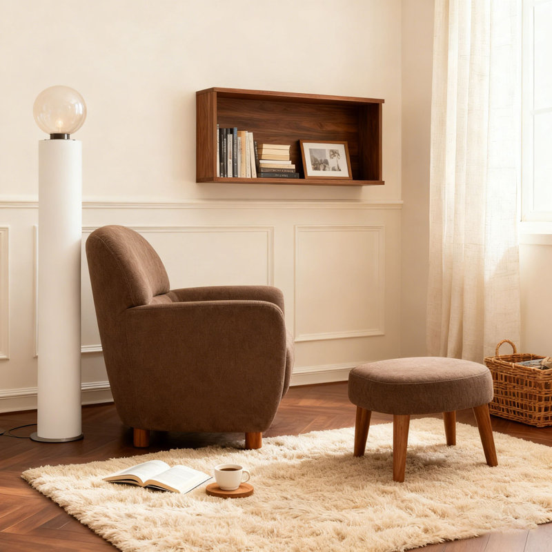 Chaise de loisir rembourrée avec repose-pieds, Brun