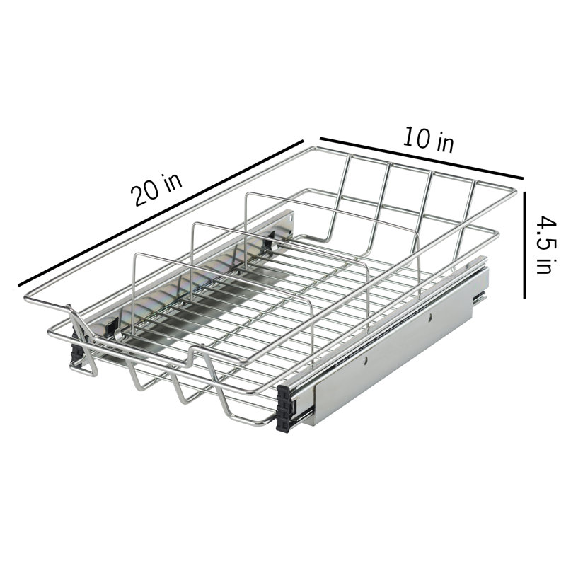 Tiroir TRINTY PRO EcoStorage en acier chromé dans un tiroir coulissant (paquet de 2), H 4,5 po x l 10 po x P 20 po
