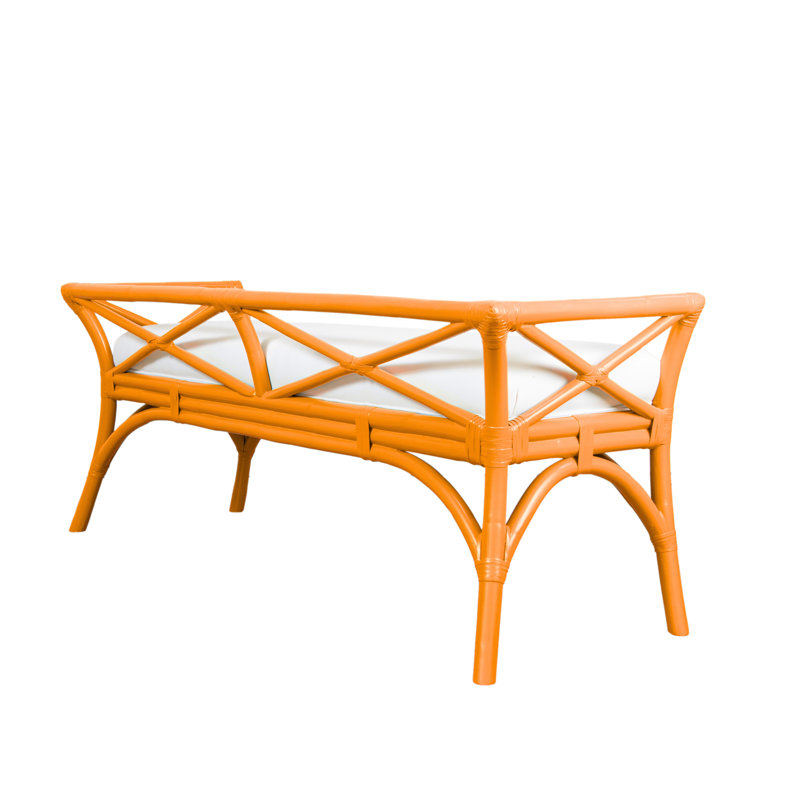 Wicker Bench, Citrus Orange