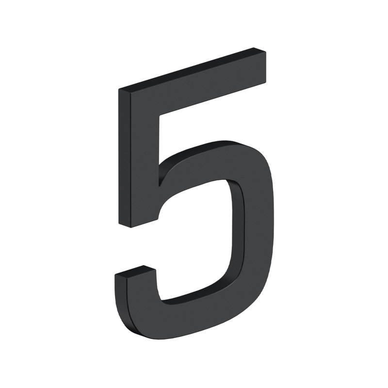 Deltana RNE-5U19 4" NUMBER 5, E SERIES WITH RISERS, STAINLESS STEEL in Paint Black, Paint Black