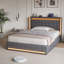Upholstered Storage Bed with LED Headboard and Drawers-611722736-611722741
