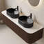 Meuble-lavabo de salle de bain 60 po avec lavabos 60 po, armoire de rangement moderne à bords courbés et rayés avec tiroirs, 2 vasques en céramique noire, pré-assemblé-1287477779