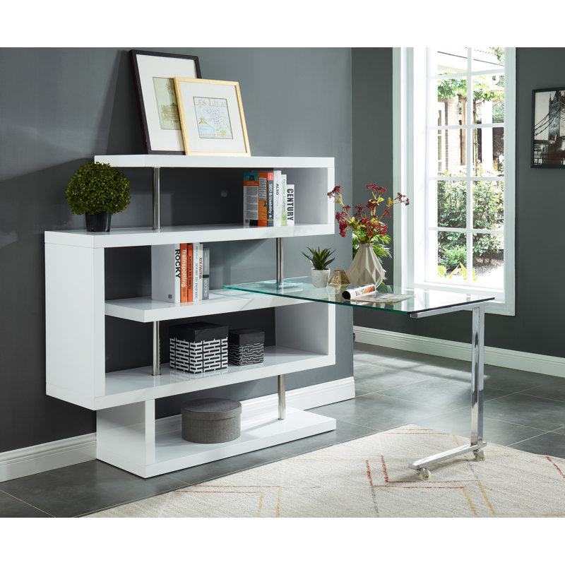 Bureau en L Aarunya, Transparent; blanc